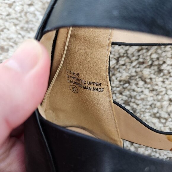 Chase & Chloe Tina Black Strappy Wedge Heels - Picture 8 of 12